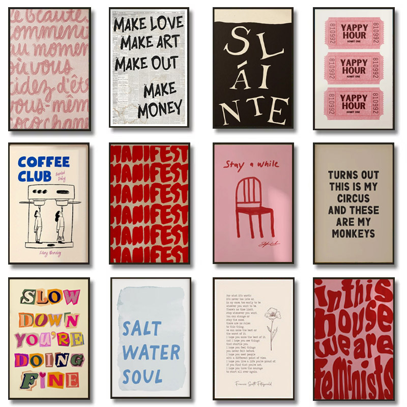 Resin Art Wall - Affiche imprimée textuelle simple et tendance,