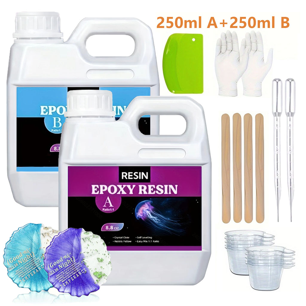 Resin Art And Jewelry - Kit de résine époxy transparente 125ml/250ml
