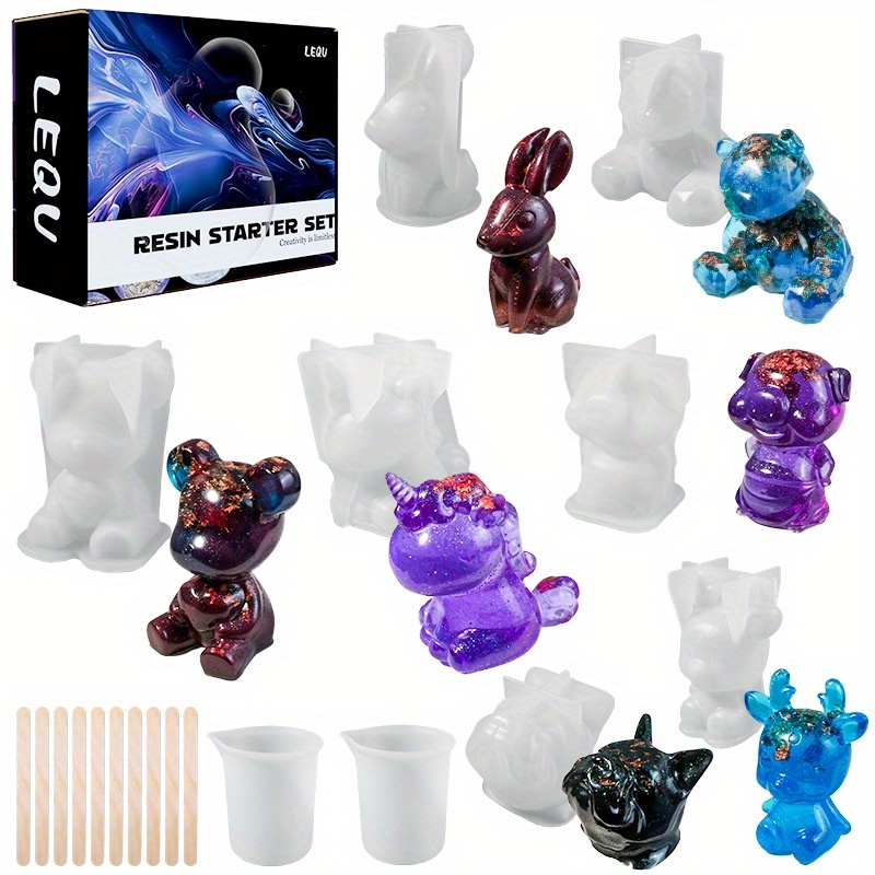 Resin Art Kit With Molds - Ensemble de 19 moules en résine,