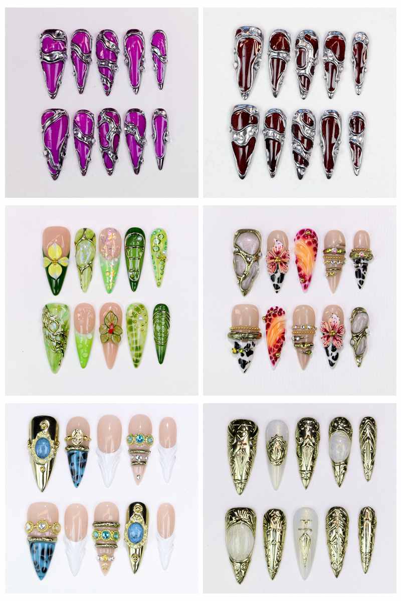 Resin Art And Design - 10 faux ongles longs en forme