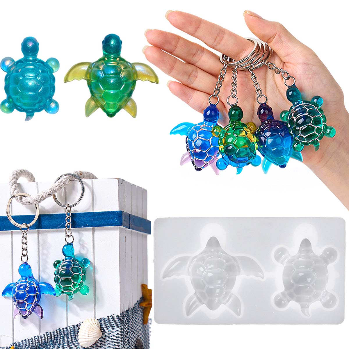 Resin Art Letters - Porte-clés tortue de mer 3D, moule