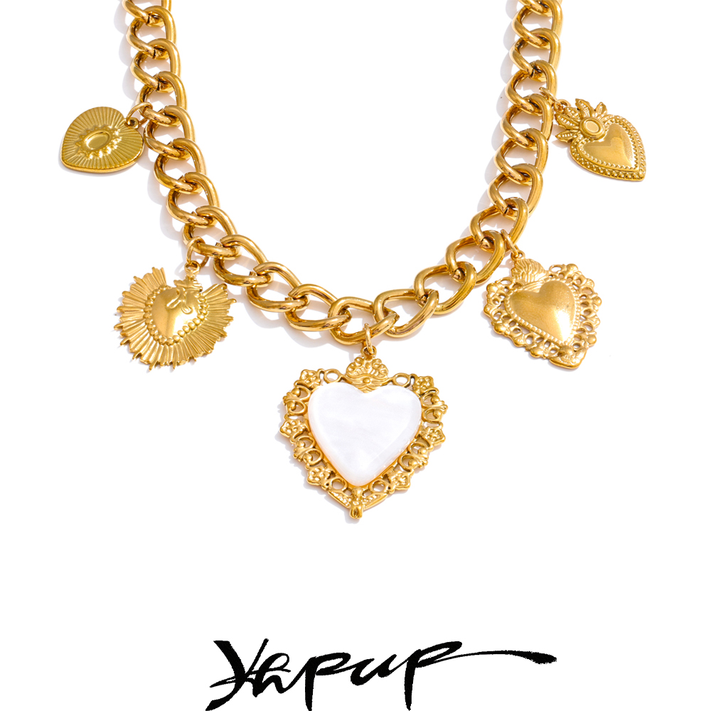 Resin Art Necklace - Yhpup 18K plaqué or en acier